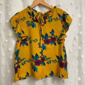 True Destiny Yellow Ruffled Sleeveless Blouse